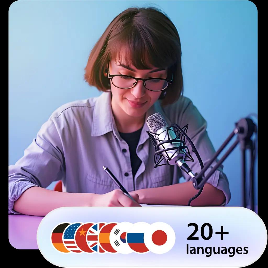 Flags representing multilingual AI audio and speech technology.