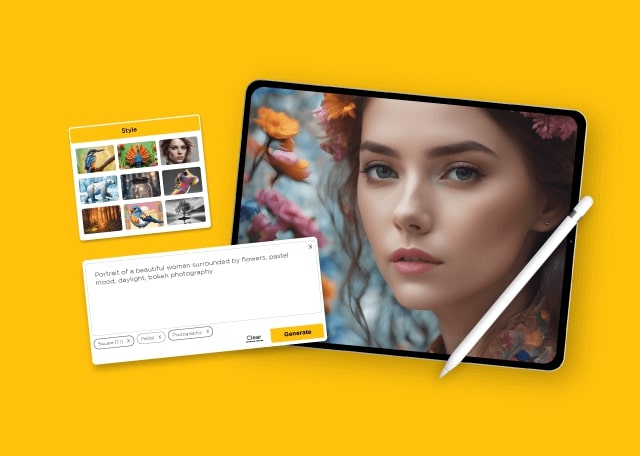 Generate stunning visuals using simple text prompts