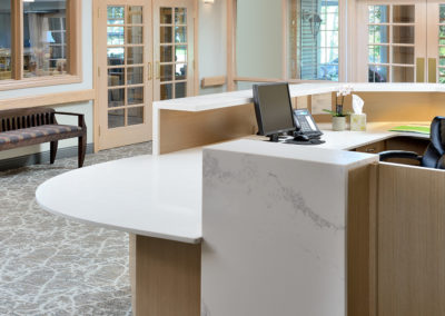 Ancaster Carrington Place Retirement Home renovation including this new Reception Desk
